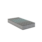Restonic Comfort Care 9-inch two-sided foam core hybrid mattress with medium comfort, shown with fabric cover and plush surface.