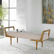 Uttermost Waylon mid-century modern accent bench with wooden seat and sleek metal legs, stylish and functional home decor piece.