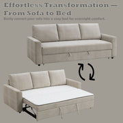Leira - Sofa With Sleeper - Beige Linen - R&R Furniture Gallery (Fountain Valley, CA)
