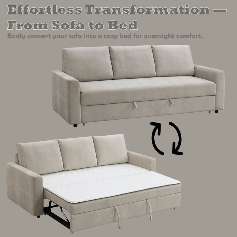 Leira - Sofa With Sleeper - Beige Linen - R&R Furniture Gallery (Fountain Valley, CA)
