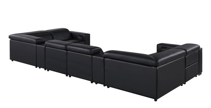 1208 - 8 Piece Modular Leather Sectional With 2 Power Recliners & Power Headrests