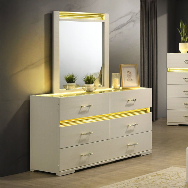 Dresser w/ LED, Beige - FM72015BG-D