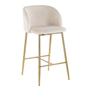 Lumi Source Fran contemporary counter stool set of 2 with sleek modern design and wooden legs, ideal for kitchen or bar areas.
