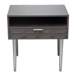 Petra Solid Mango Wood 1-Drawer Accent Table in Smoke Grey Finish w/ Nickel Legs by Diamond Sofa