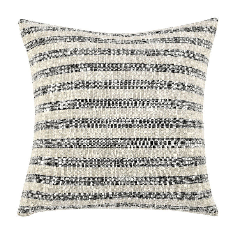 Linna 24x24 inch accent pillow by Classic Home with natural and black fabric, stylish decorative cushion for sofa or bed.