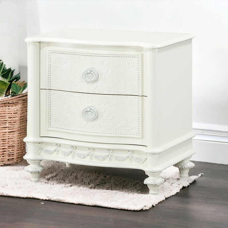 Dorothy - Nightstand With 2 Drawers - Ivory - R&R Furniture Gallery (Fountain Valley, CA)