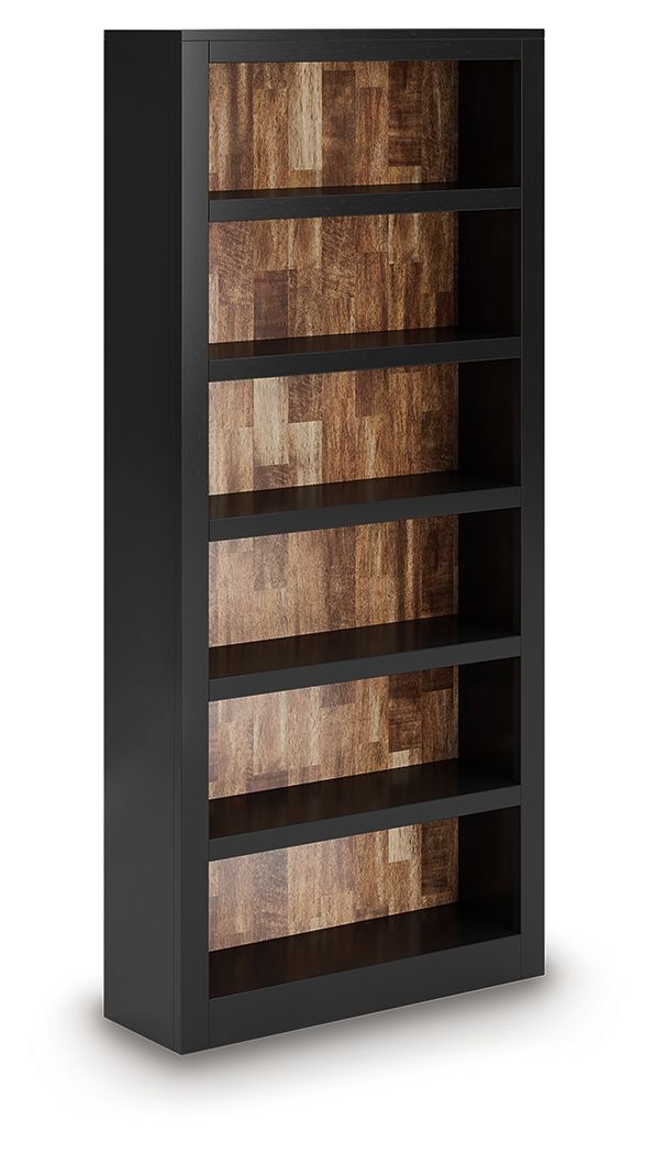 Wildenauer - 4 Pc. - Home Office Desk And Return, Swivel Desk Chair, Bookcase - Brown / Black - R&R Furniture Gallery (Fountain Valley, CA)