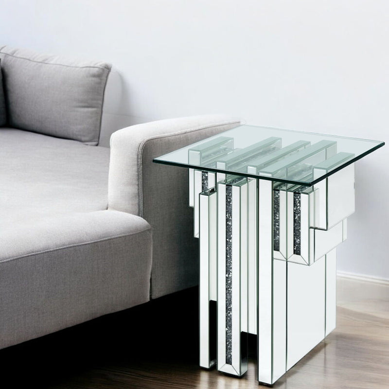 Noralie - 20" End Table With Faux Diamonds - Mirrored - R&R Furniture Gallery (Fountain Valley, CA)