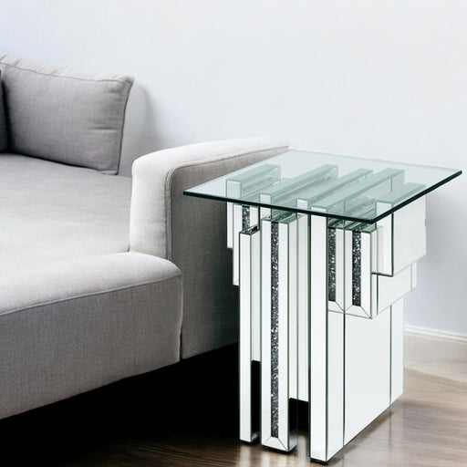 Noralie - 20" End Table With Faux Diamonds - Mirrored - R&R Furniture Gallery (Fountain Valley, CA)