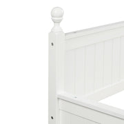 White DreamHaus twin size daybed with attached trundle bed, featuring a sleek, modern design for versatile bedroom use.