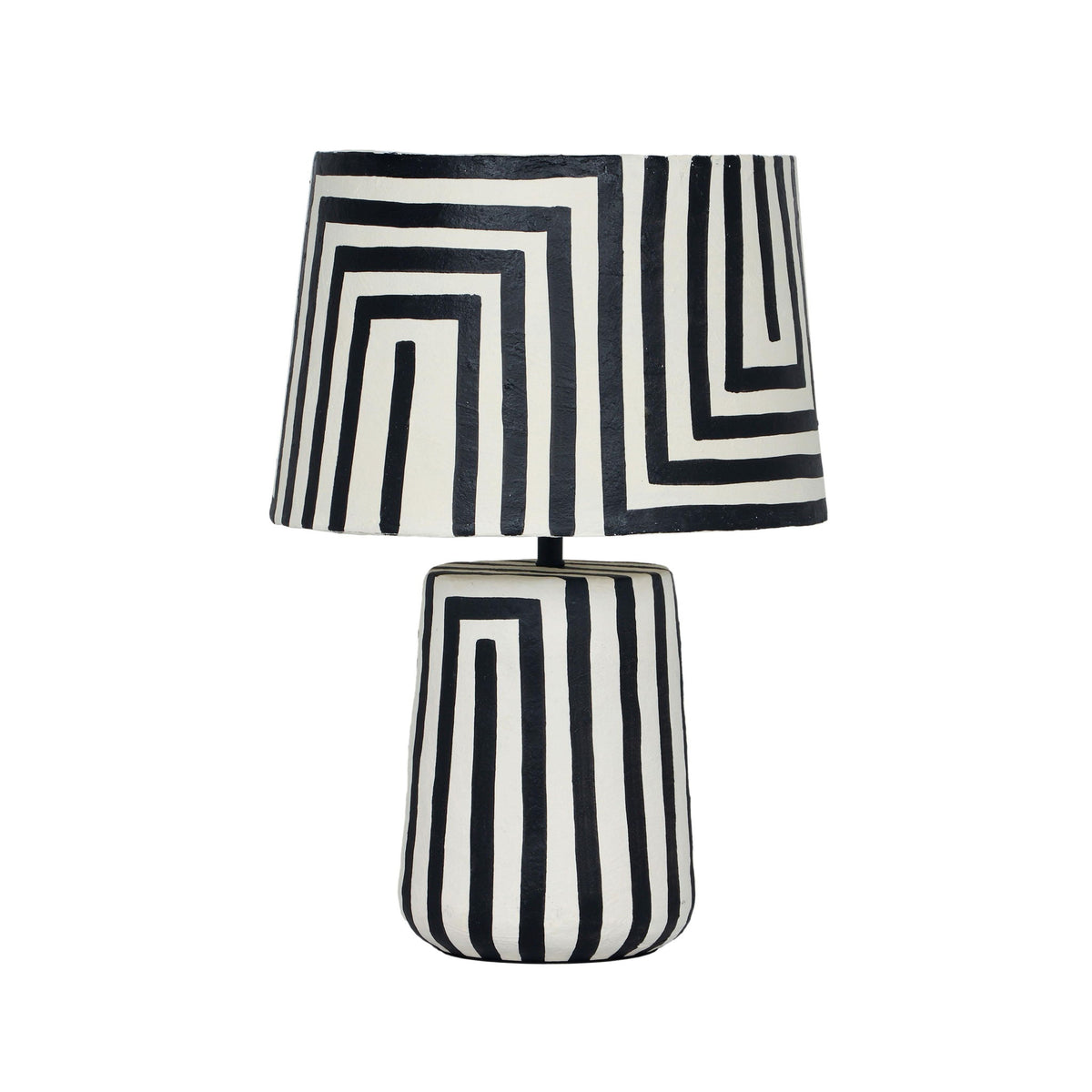 Minori - Striped Papier Mache Table Lamp - Black - R&R Furniture Gallery (Fountain Valley, CA)