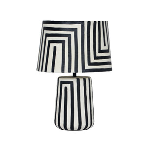 Minori - Striped Papier Mache Table Lamp - Black - R&R Furniture Gallery (Fountain Valley, CA)