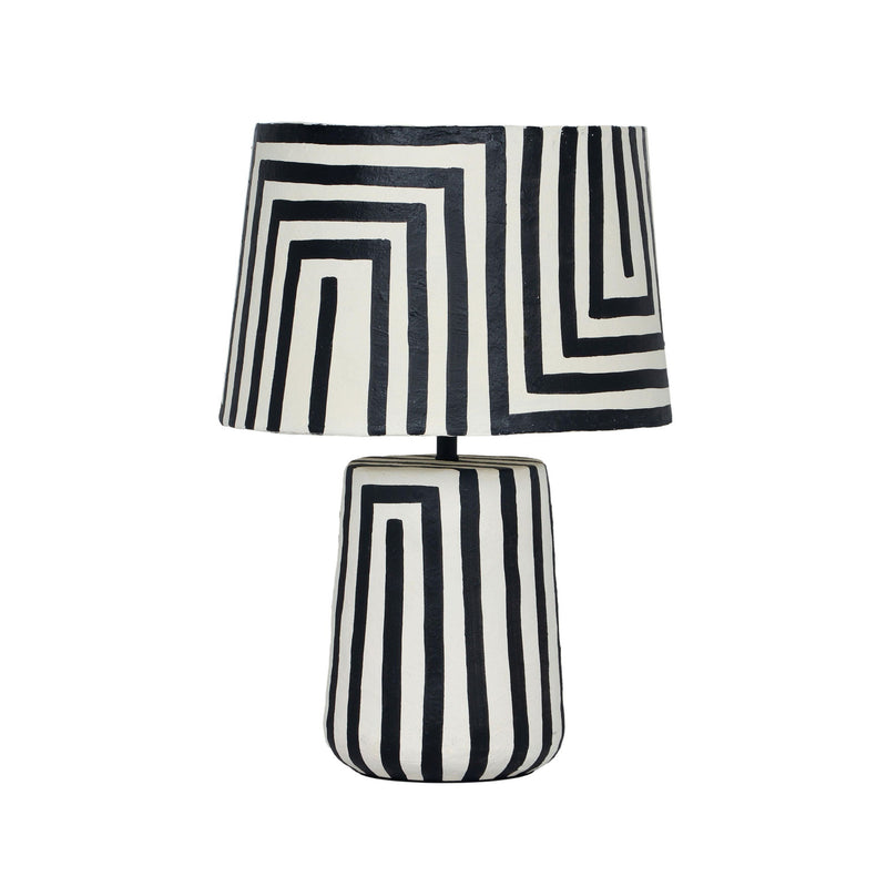 Minori - Striped Papier Mache Table Lamp - Black - R&R Furniture Gallery (Fountain Valley, CA)