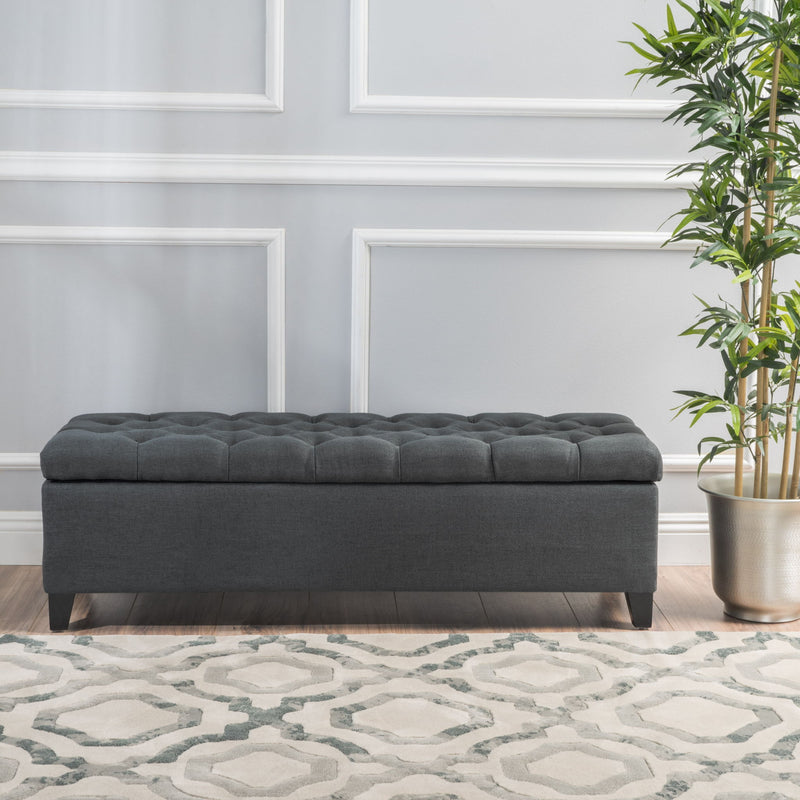 Glouster - Contemporary Storage Ottoman With Button Tufted Design - R&R Furniture Gallery (Fountain Valley, CA)