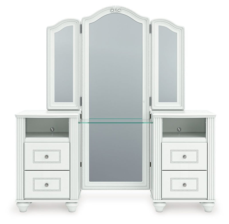 Kozlani - Vanity With Mirror - White - R&R Furniture Gallery (Fountain Valley, CA)