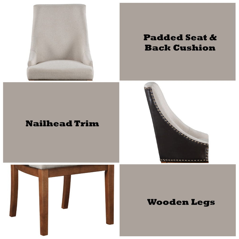Gilsea - Fabric & Synthetic Leather Side Chair (Set of 2) - Beige & Brown Finish - R&R Furniture Gallery (Fountain Valley, CA)