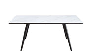 Caspian - Dining Table - White Printed Faux Marble Top & Black - R&R Furniture Gallery (Fountain Valley, CA)