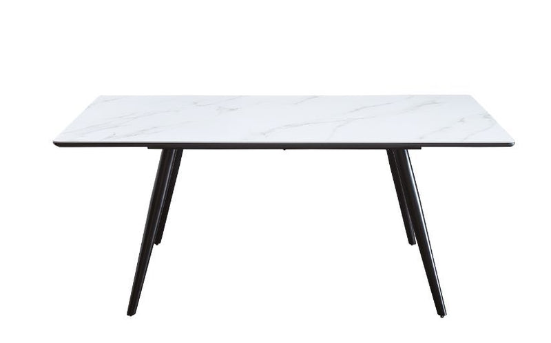 Caspian - Dining Table - White Printed Faux Marble Top & Black - R&R Furniture Gallery (Fountain Valley, CA)
