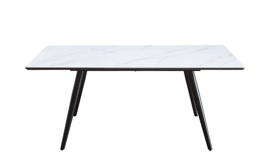 Caspian - Dining Table - White Printed Faux Marble Top & Black - R&R Furniture Gallery (Fountain Valley, CA)