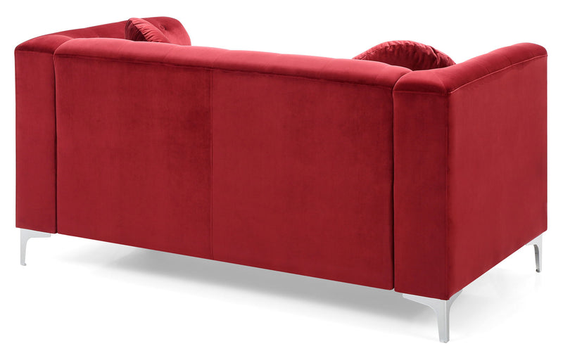 Stylish sloped arm loveseat by Glory Furniture showing plush beige upholstery and comfortable seating design.
