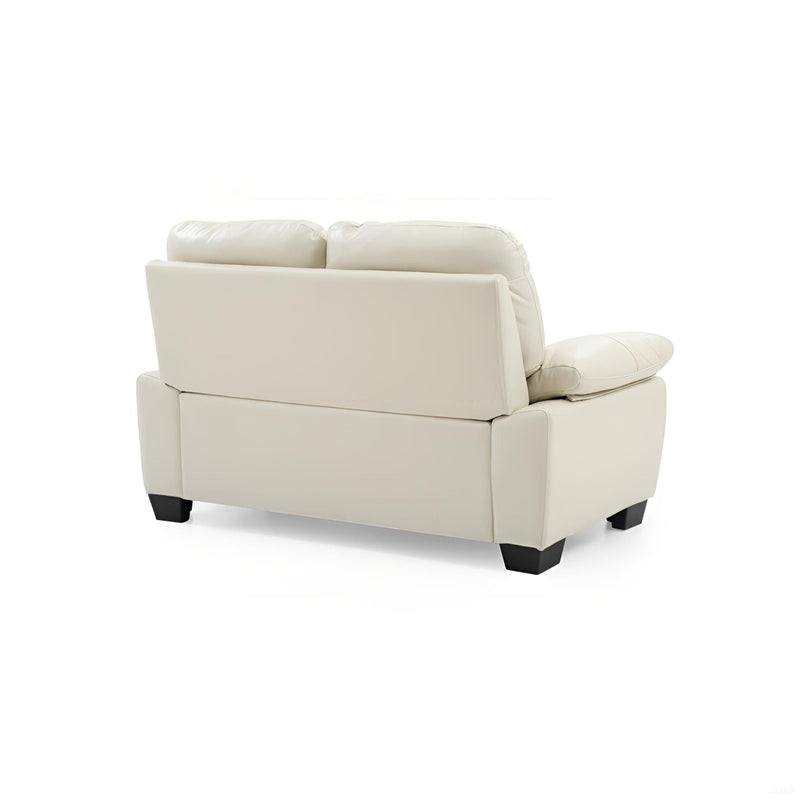 Glory Furniture Marta stationary loveseat with plush fabric upholstery and cushioned arms, ideal for cozy living room seating.