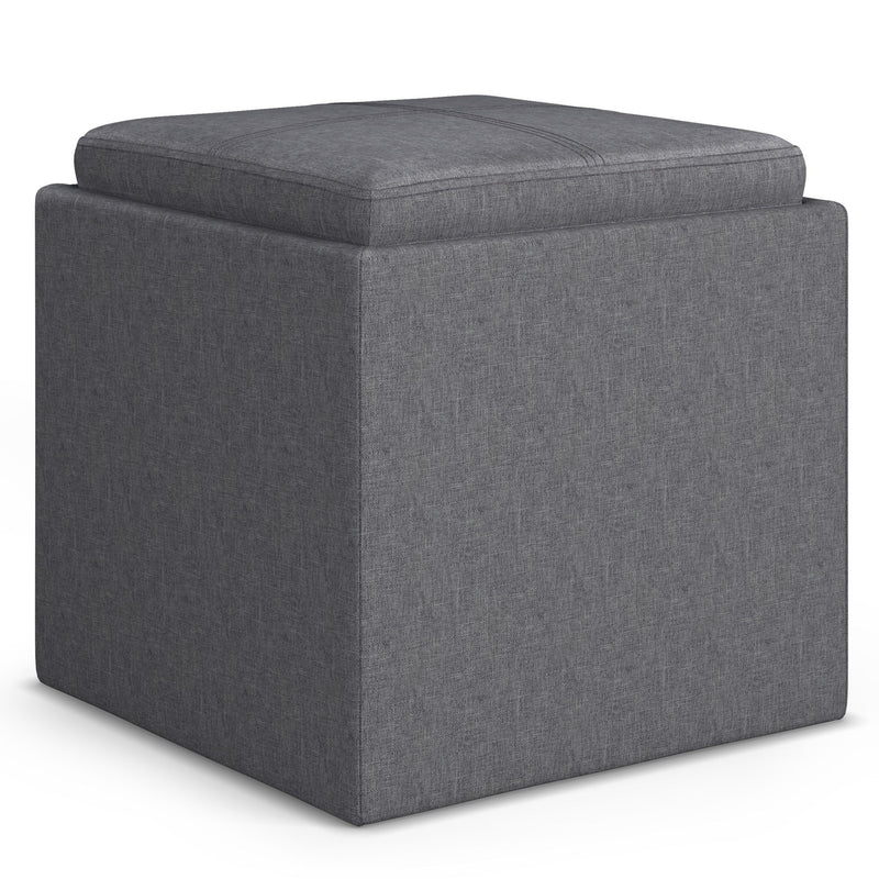 Rockwood - Upholstered Cube Storage Ottoman With Tray - R&R Furniture Gallery (Fountain Valley, CA)