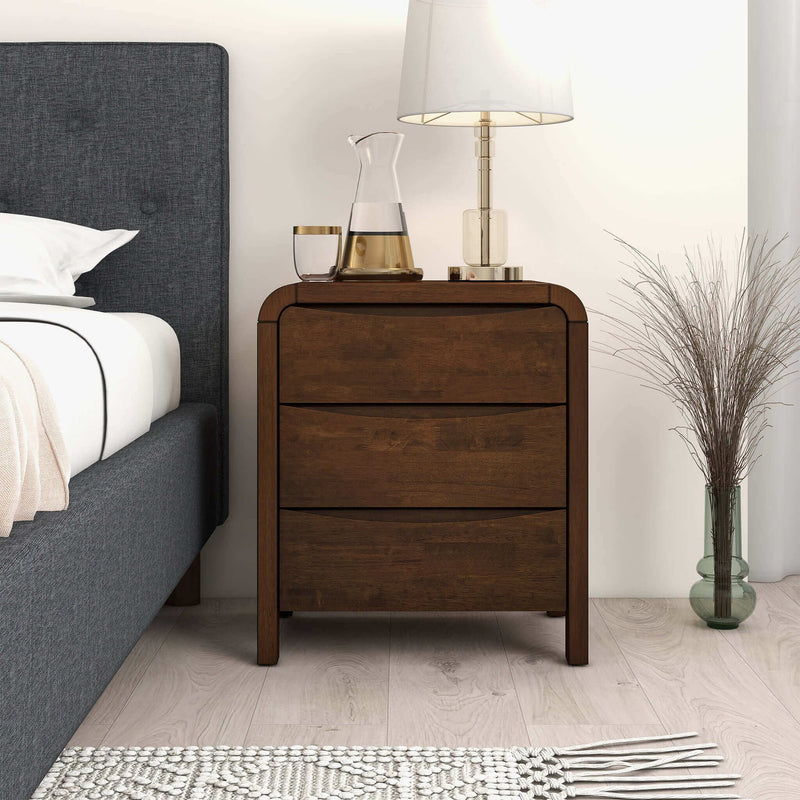 Lionel - Nightstand 3 Drawer Bed Side Table - Brown - R&R Furniture Gallery (Fountain Valley, CA)