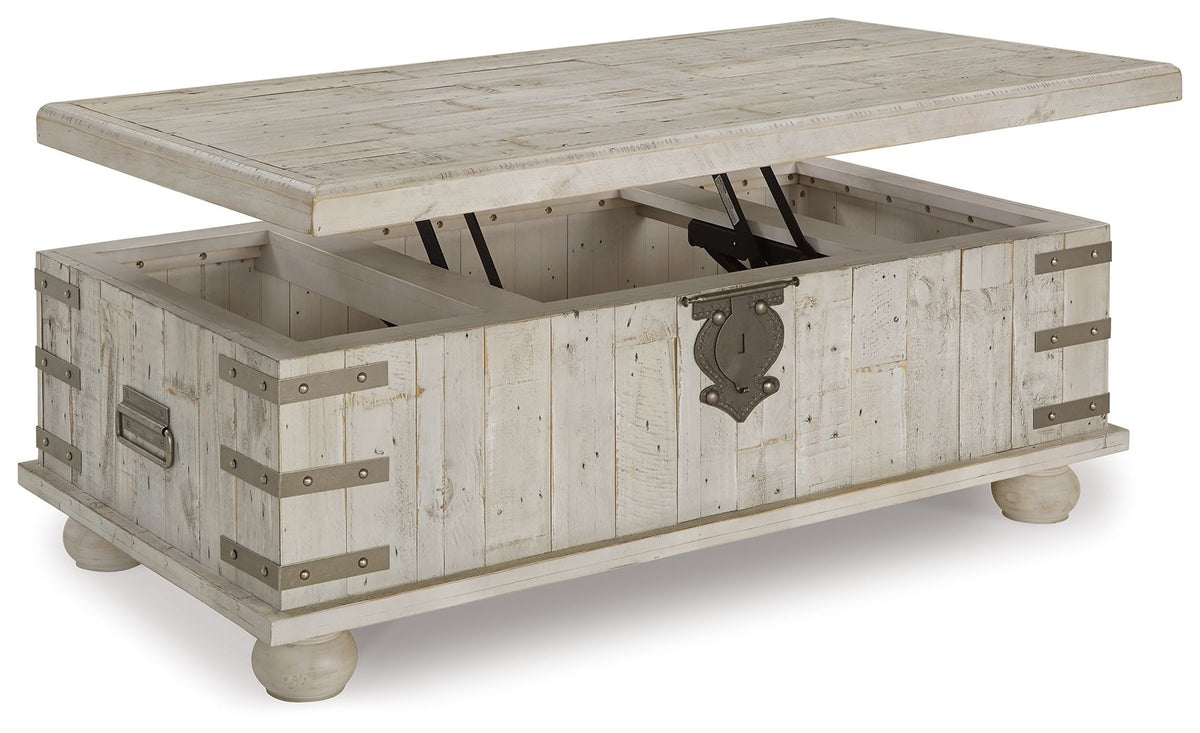 Carynhurst - Lift Top Cocktail Table - White Wash Gray - R&R Furniture Gallery (Fountain Valley, CA)