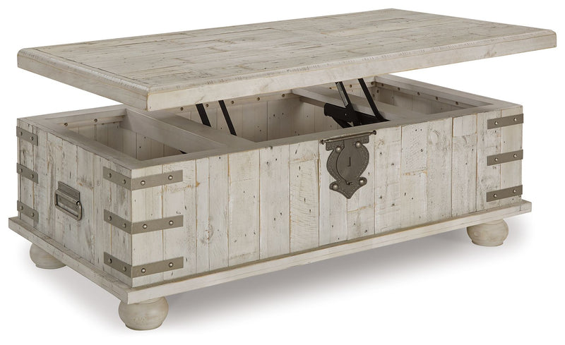 Carynhurst - Lift Top Cocktail Table - White Wash Gray - R&R Furniture Gallery (Fountain Valley, CA)