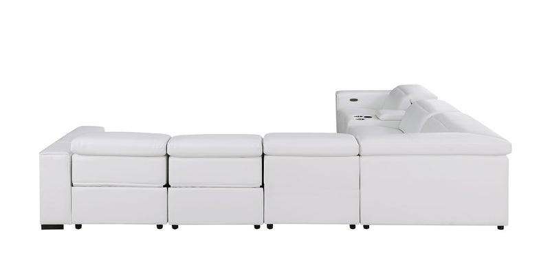 1208 - 7 Piece L-Shaped Leather Reclining Sectional With 4 Power Recliners