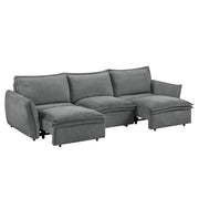 Eaden - Power Sofa With Sleeper - Gray Chenille - R&R Furniture Gallery (Fountain Valley, CA)