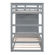 DreamHaus bunk bed with staircase and pull-out trundle, featuring a sturdy frame and space-saving design for kids' bedroom.