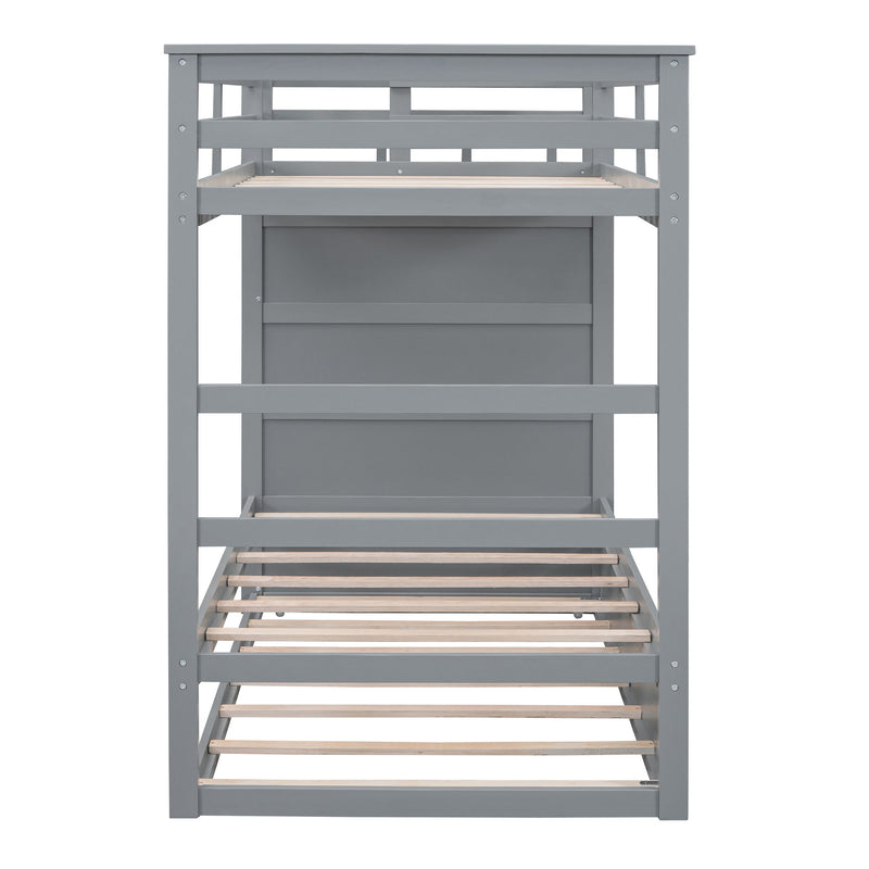 DreamHaus bunk bed with staircase and pull-out trundle, featuring a sturdy frame and space-saving design for kids' bedroom.