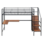 Loft Bed With Desk And Grid, Stylish Frame With Lateral Storage Ladder And Wardrobe - R&R Furniture Gallery (Fountain Valley, CA)