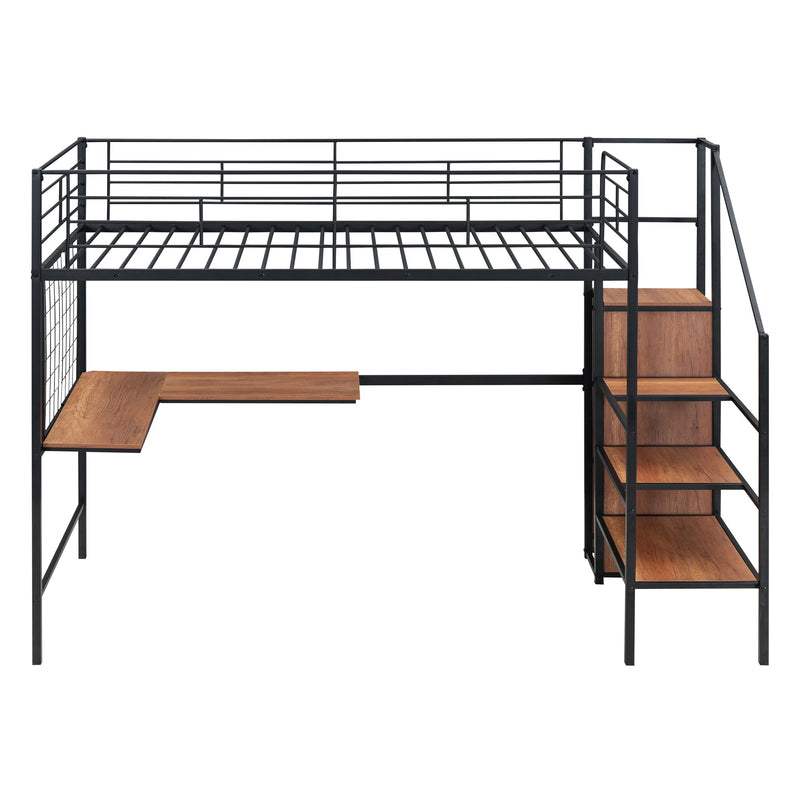 Loft Bed With Desk And Grid, Stylish Frame With Lateral Storage Ladder And Wardrobe - R&R Furniture Gallery (Fountain Valley, CA)