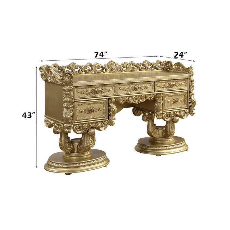 Bernadette - Vanity Desk - Gold - R&R Furniture Gallery (Fountain Valley, CA)