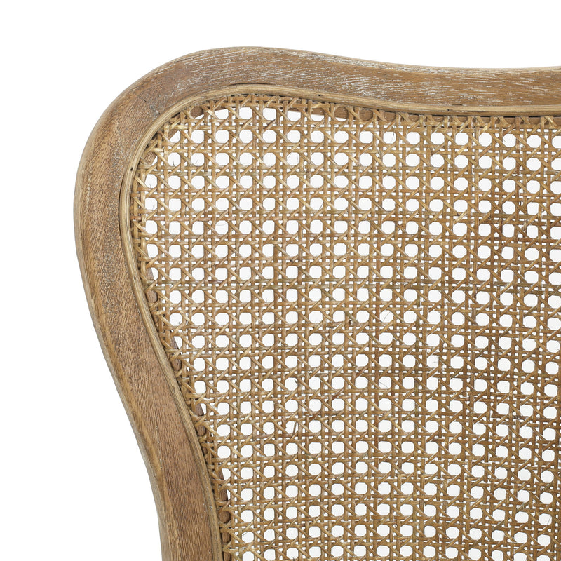 Classic Retro Dining Chair (Set of 2) With Rattan Backrest - Dark Brown / Beige - R&R Furniture Gallery (Fountain Valley, CA)