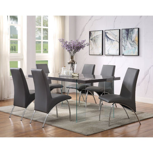 Noland - Dining Table - Gray High Gloss & Clear Glass - R&R Furniture Gallery (Fountain Valley, CA)
