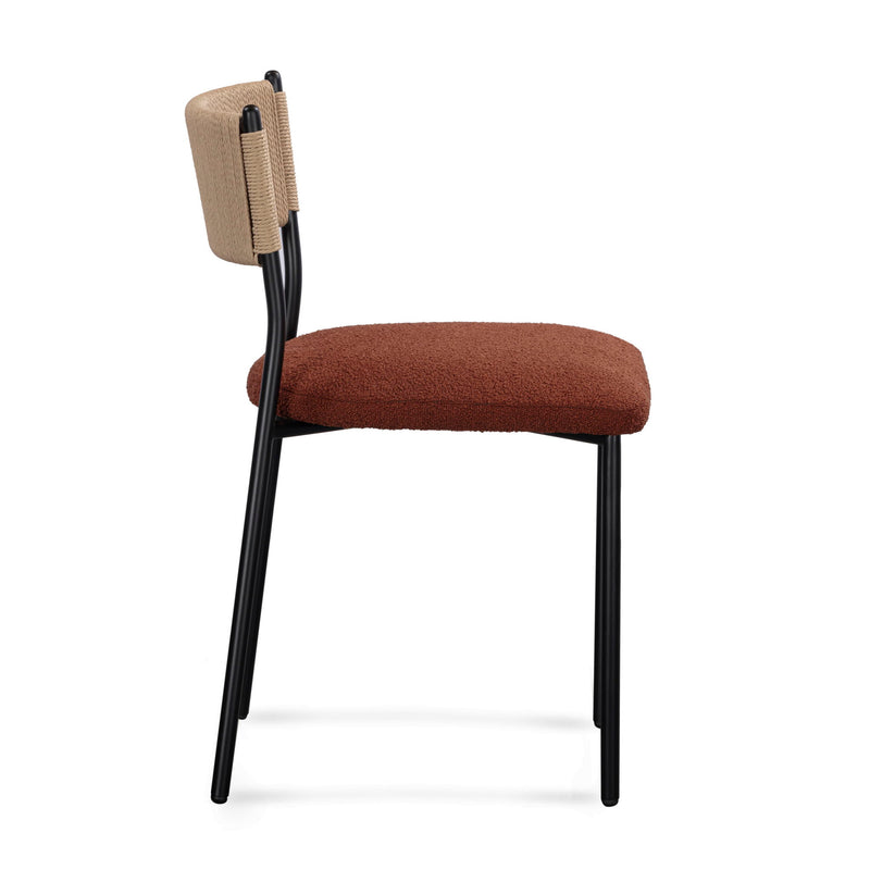 Set of two Celine boucle dining chairs by TOV Furniture with plush upholstered seats and modern design.