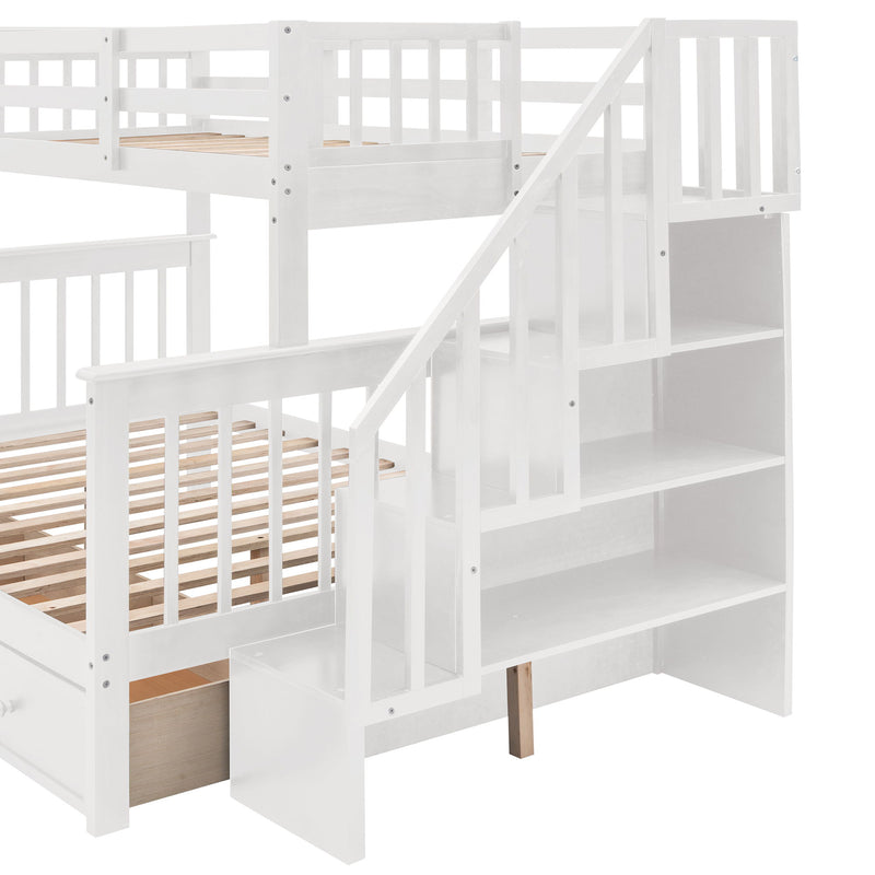 Stairway Bunk Bed With Storage And Guard Rail For Bedroom - R&R Furniture Gallery (Fountain Valley, CA)