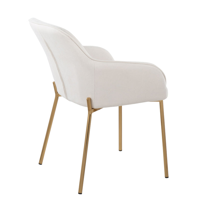 Pair of Lumi Source Daniella contemporary dining chairs with sleek design, upholstered seats, and modern metal legs.