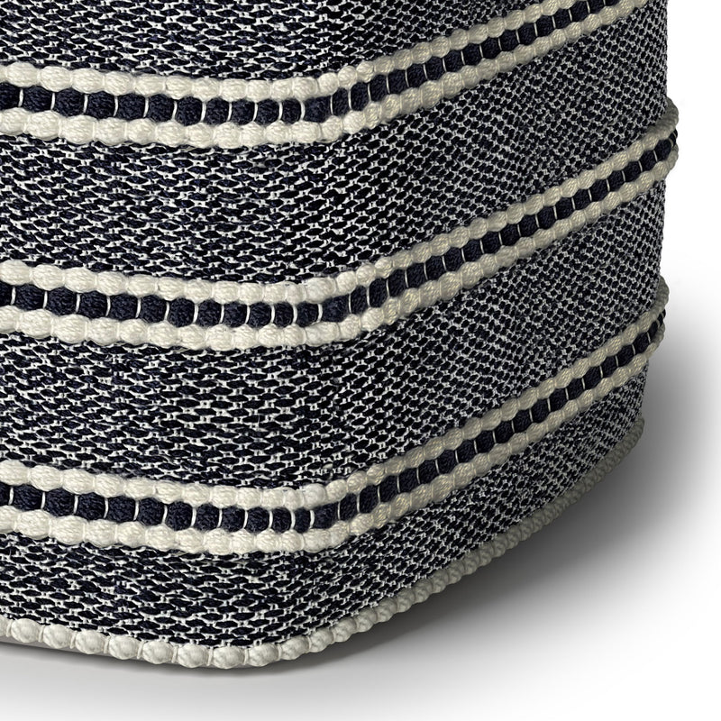 Corrie - Square Outdoor / Indoor Pouf - Navy / White - R&R Furniture Gallery (Fountain Valley, CA)