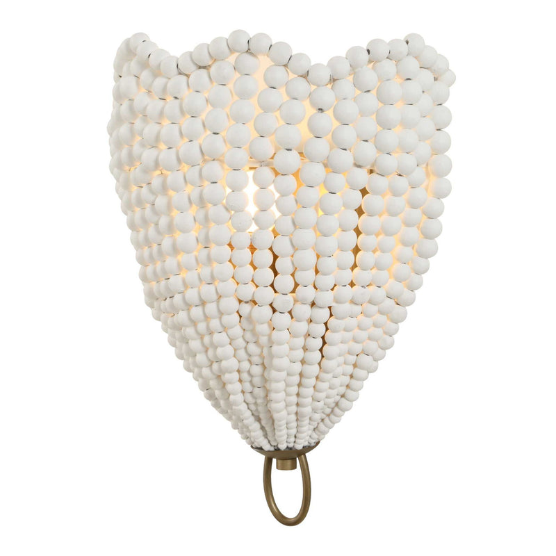 Uttermost Biddeford 1-light beaded sconce with gold finish and white accents, wall-mounted lighting fixture with elegant design