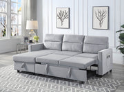 Ruby - Reversible Sleeper Sectional Sofa With Storage Chaise And Side Pocket - Light Gray - R&R Furniture Gallery (Fountain Valley, CA)