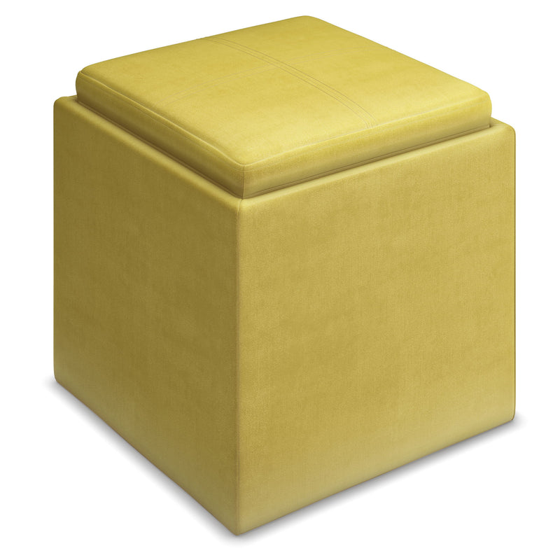 Rockwood - Upholstered Cube Storage Ottoman With Tray - R&R Furniture Gallery (Fountain Valley, CA)