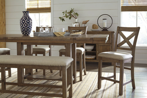 Moriville - Double UPH Bench  - Beige - R&R Furniture Gallery (Fountain Valley, CA)