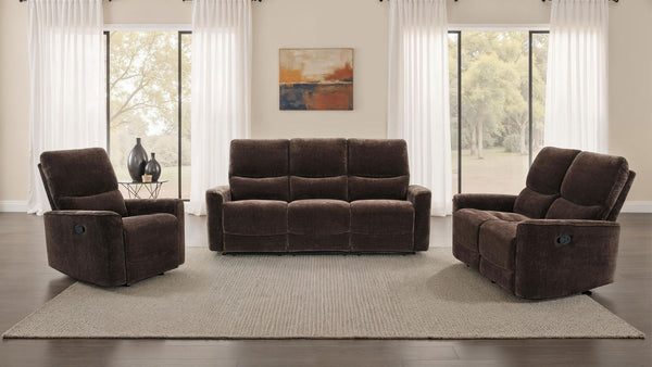 Navarro 3-piece Upholstered Reclining Sofa Set Dark Brown
