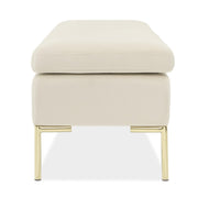 Signature Beds & Benches - Zennia Velvet Accent Bench - Ivory / Gold - R&R Furniture Gallery (Fountain Valley, CA)