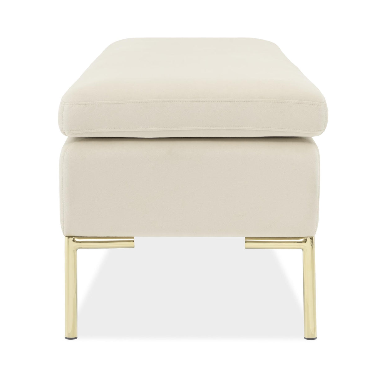 Signature Beds & Benches - Zennia Velvet Accent Bench - Ivory / Gold - R&R Furniture Gallery (Fountain Valley, CA)