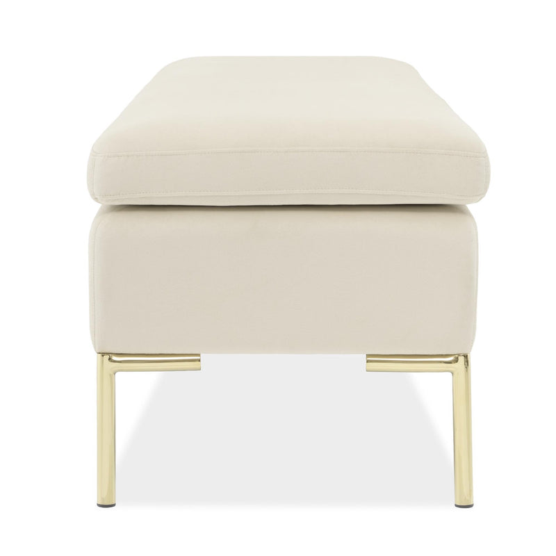 Signature Beds & Benches - Zennia Velvet Accent Bench - Ivory / Gold - R&R Furniture Gallery (Fountain Valley, CA)